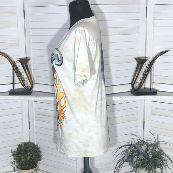 Y2K Grunge Poison Band Graphic Tee Split-tone Tie-dye Gray Cream sz S - Picture 9 of 11